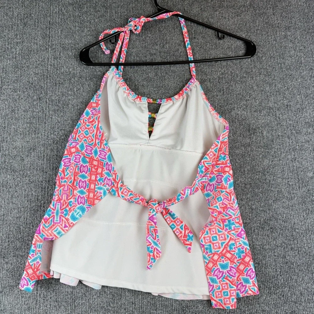 Catalina Tankini Swim Set Womens M 8-10 Multicolor Aqua High Waist Geometric